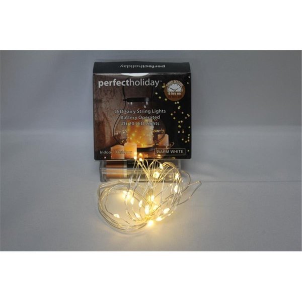 Perfect Holiday Battery Operated Copper 20 LED String Light with Timer Warm White 600044